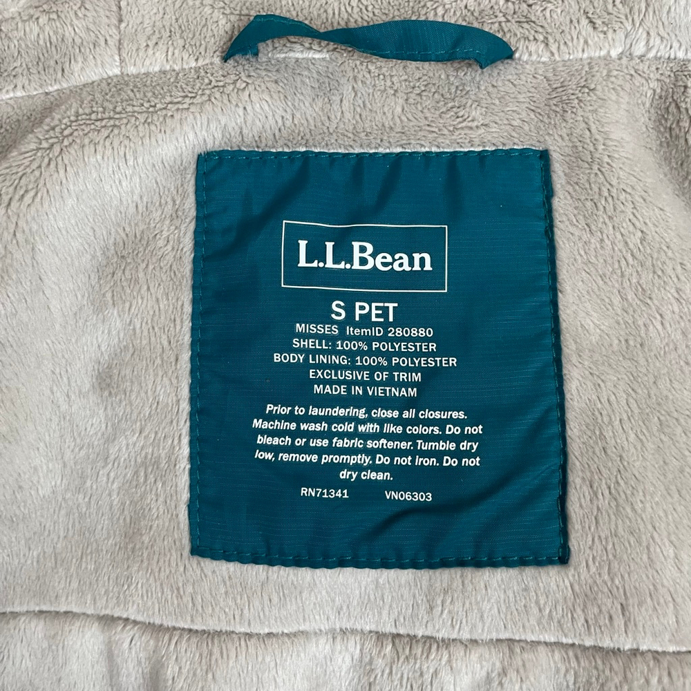 L.L. Bean Womens Small Petite Hooded Fleece Lined Vest Teal Full Zip Outdoor - Picture 12 of 14